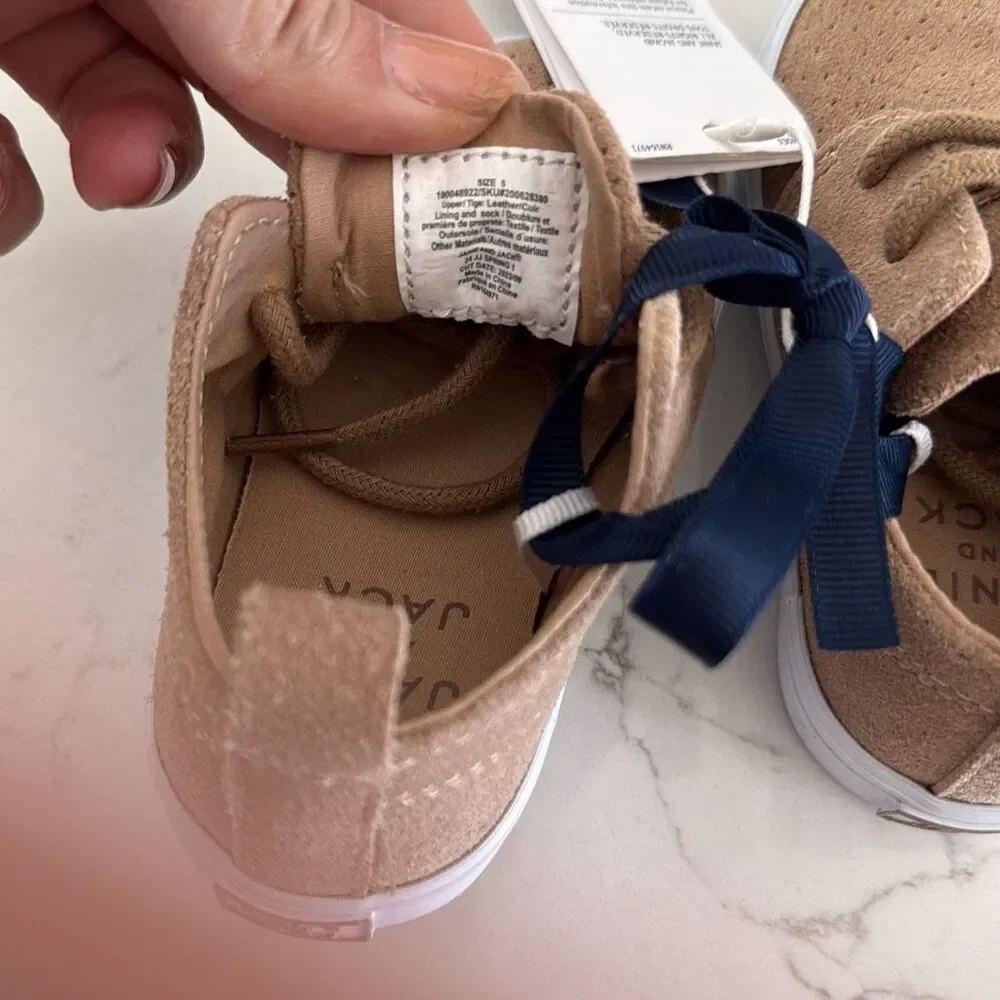 Janie and Jack Suede Perforated Sneaker in Tiger's Eye Size 5